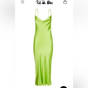 Rat and Boa Lime Green Satin Slip Dress size XXS
